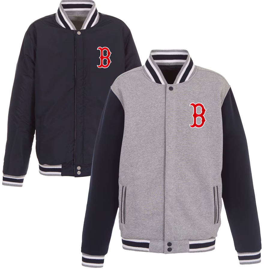 Men's Boston Red Sox JH Design Reversible Fleece Full-Snap Jacket
