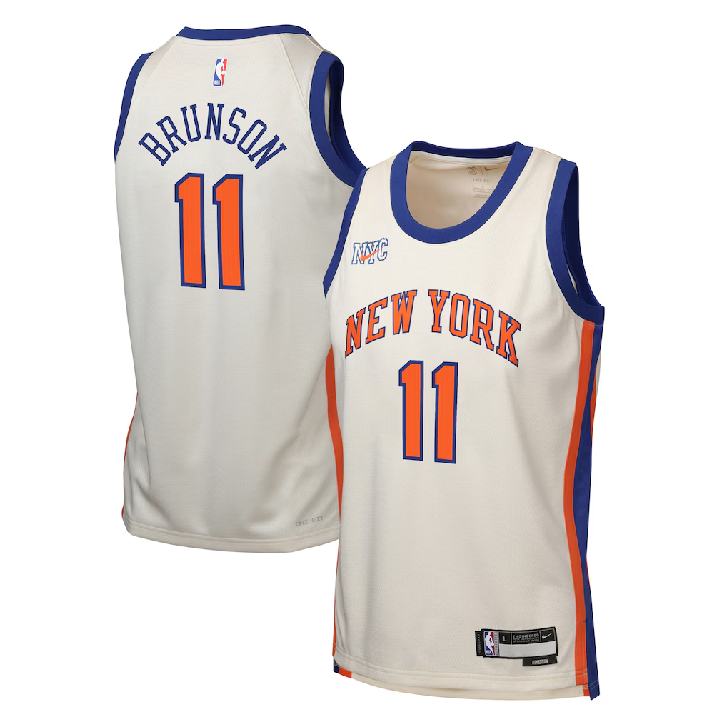 Youth New York Knicks Jalen Brunson Nike Cream 2025/26 City Edition Swingman Jersey