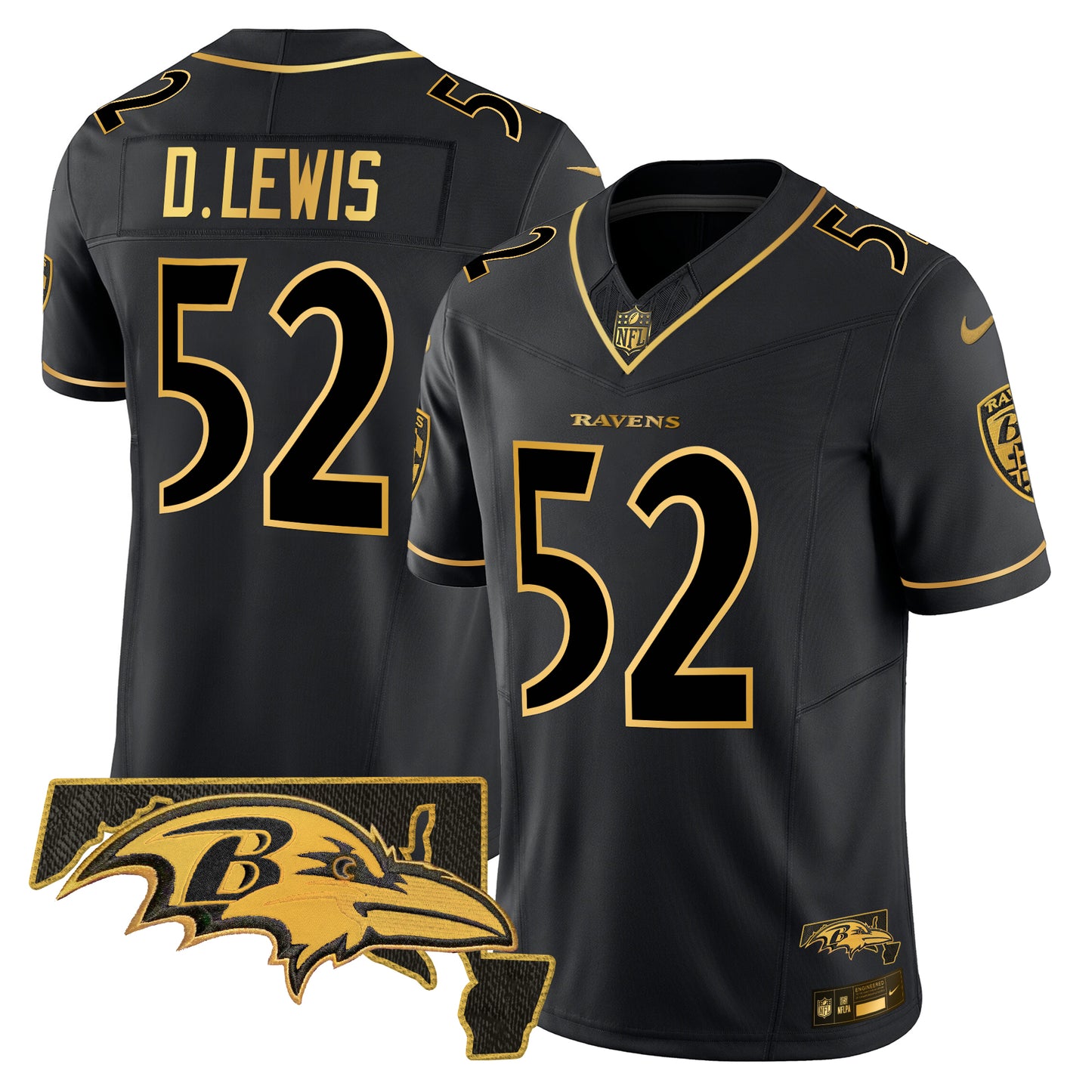 Men’s Ravens 2024 Gold Vapor Limited Jersey – All Stitched