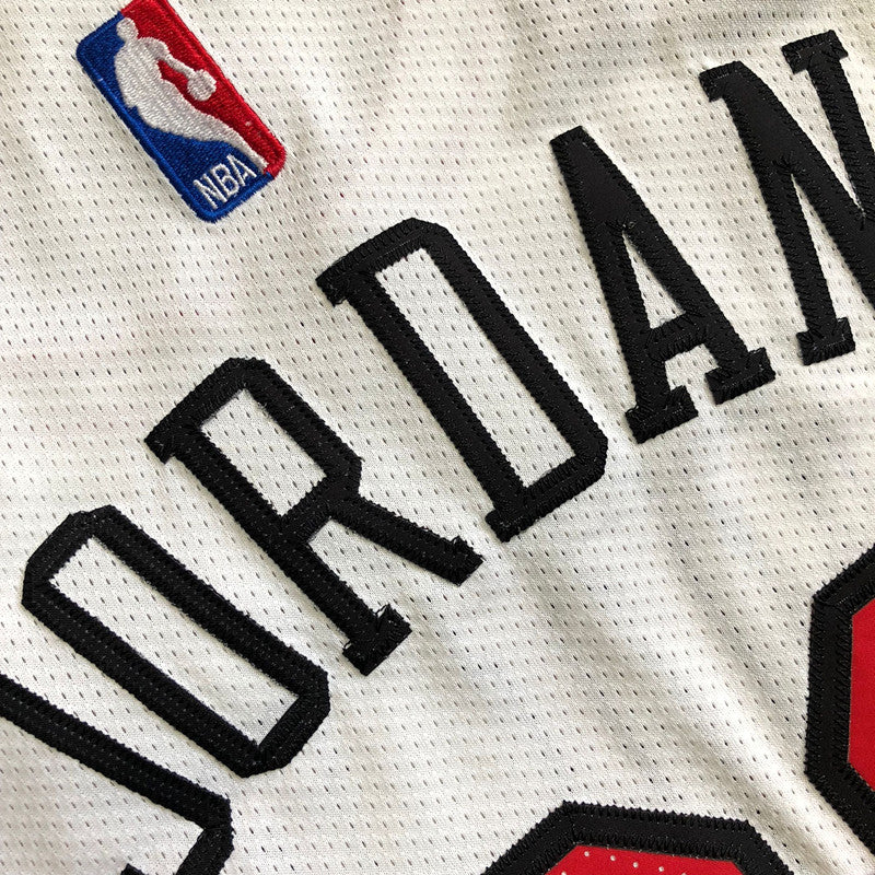 Michael Jordan Chicago Bulls 23 White -Retro Dense Embroidery