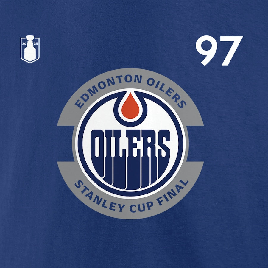 Men's Edmonton Oilers Connor McDavid Fanatics Royal 2025 Stanley Cup Final Name & Number T-Shirt