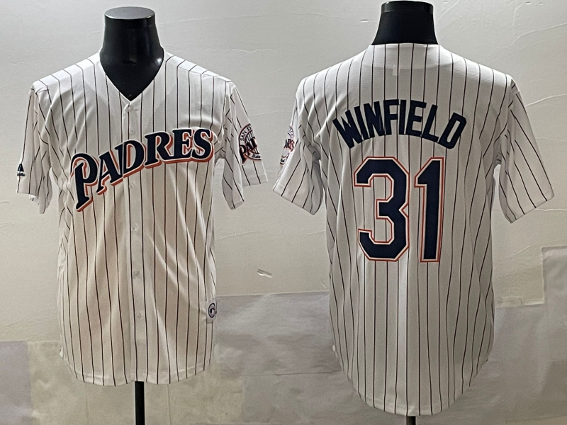 Men's San Diego Padres Dave Winfield #31 White Replica Player Jersey