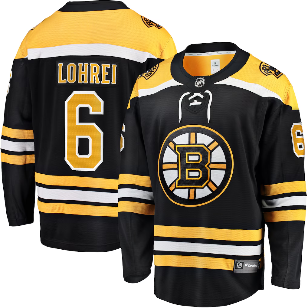 Men's Boston Bruins Mason Lohrei #6 Black Home Premier Breakaway Player Jersey