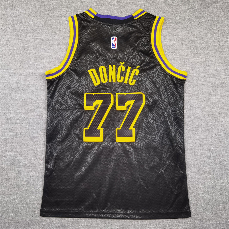 Youth Luka Dončić Los Angeles Lakers #77 City Edition Black Mamba Embroidered Jersey