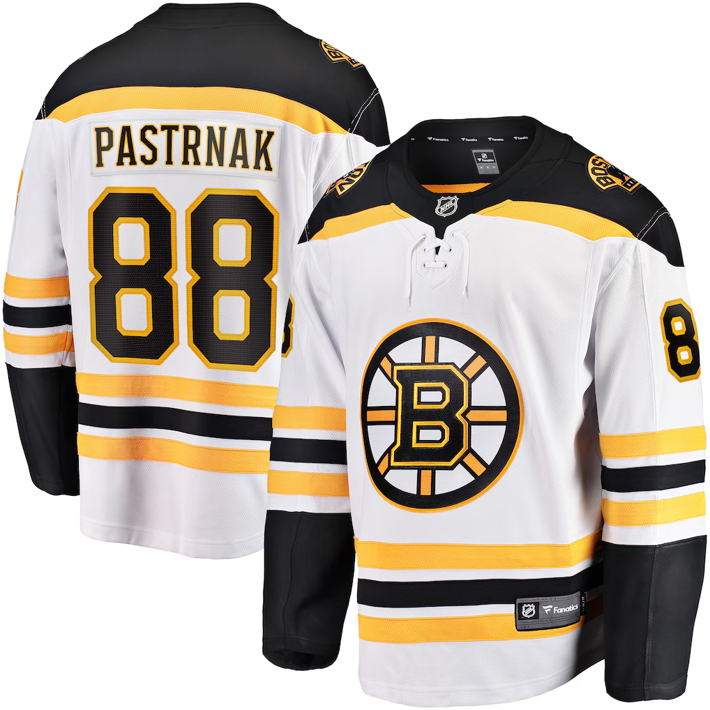 Men's Boston Bruins David Pastrnak #88 White Jersey