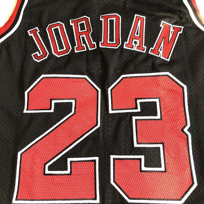Michael Jordan Chicago Bulls 23 Black -Retro Dense Embroidery