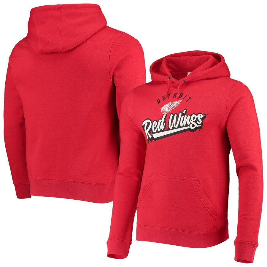 Men's Branded Red Detroit Red Wings Script Wordmark Hoodie