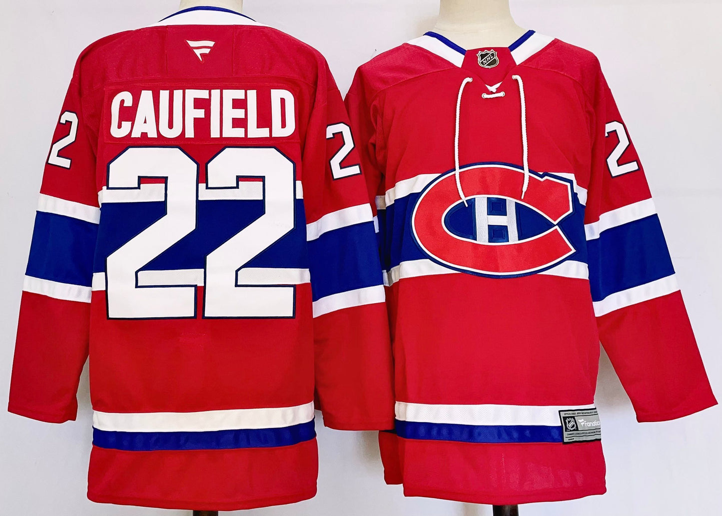 Men's Montreal Canadiens Cole Caufield #22 Red Home Premium Jersey