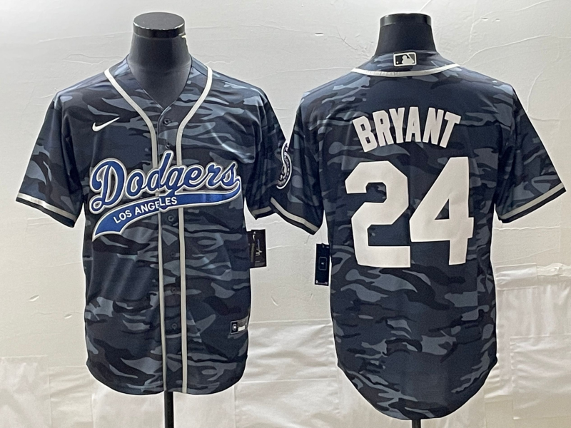 Men's Los Angeles Dodgers Kris Bryant #24 Grey Camouflage Player Jersey Joint Edition