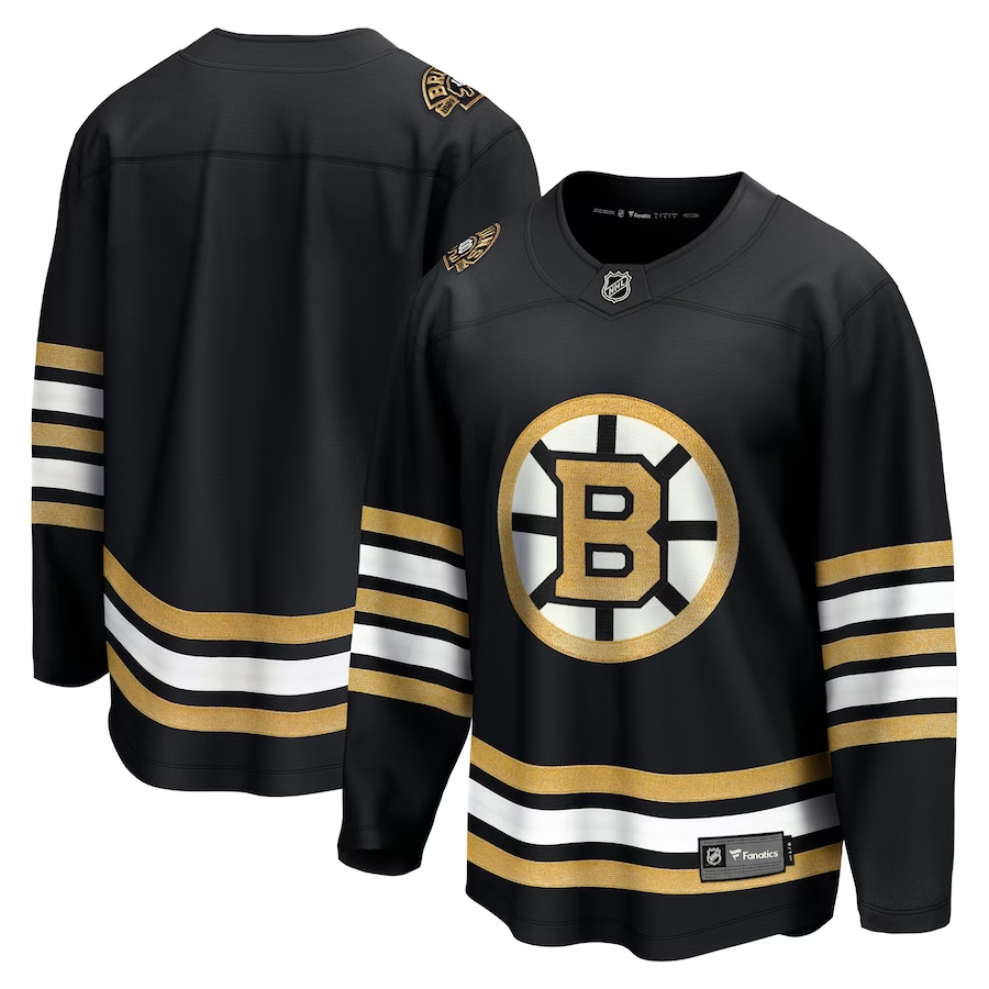 Men's Boston Bruins Black 100th Anniversary Primegreen Blank Jersey