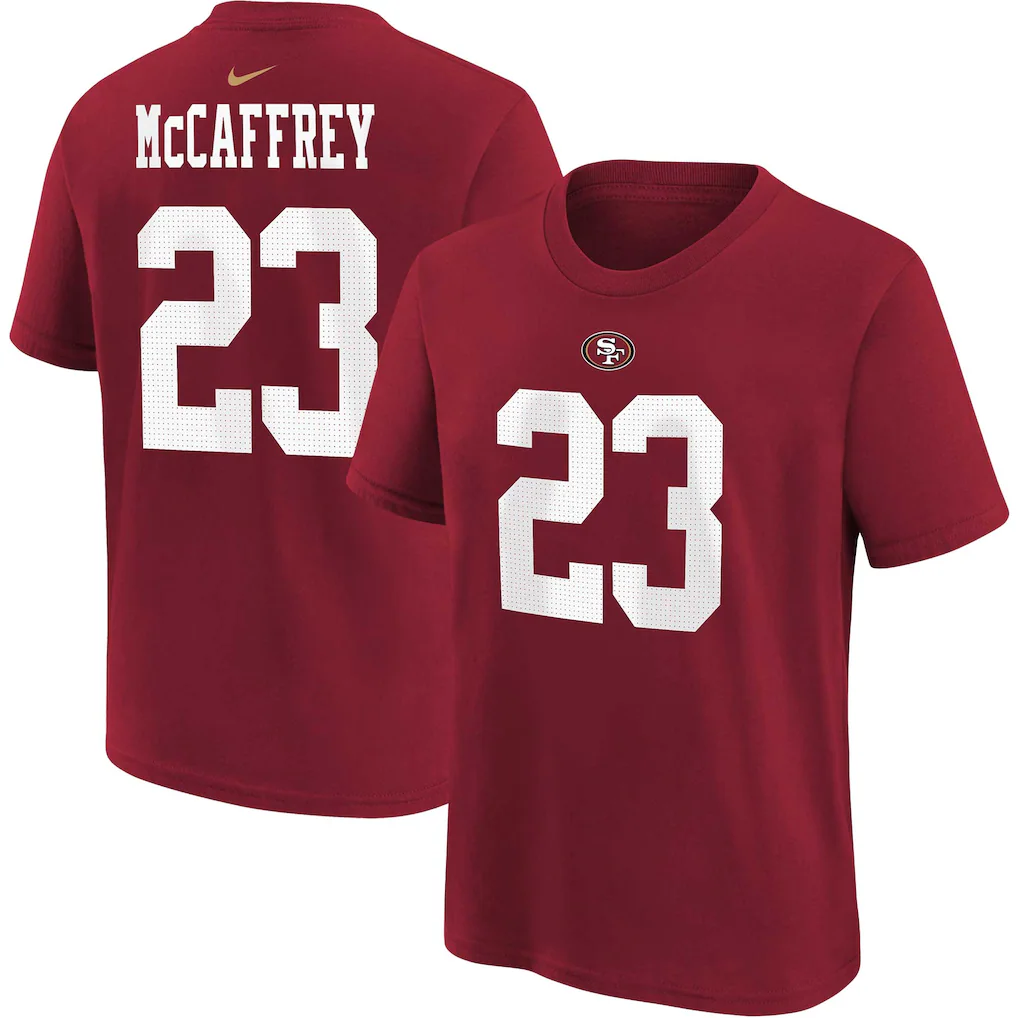 Christian McCaffrey San Francisco 49ers Nike Name & Number T-Shirt - Scarlet