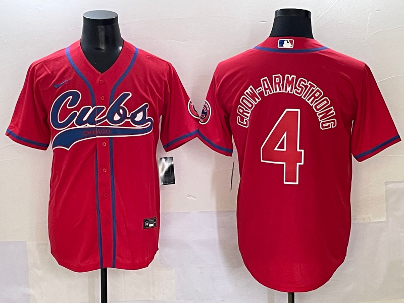 Men's Chicago Cubs Pete Crow-Armstrong #4 Red Replica Player Jersey