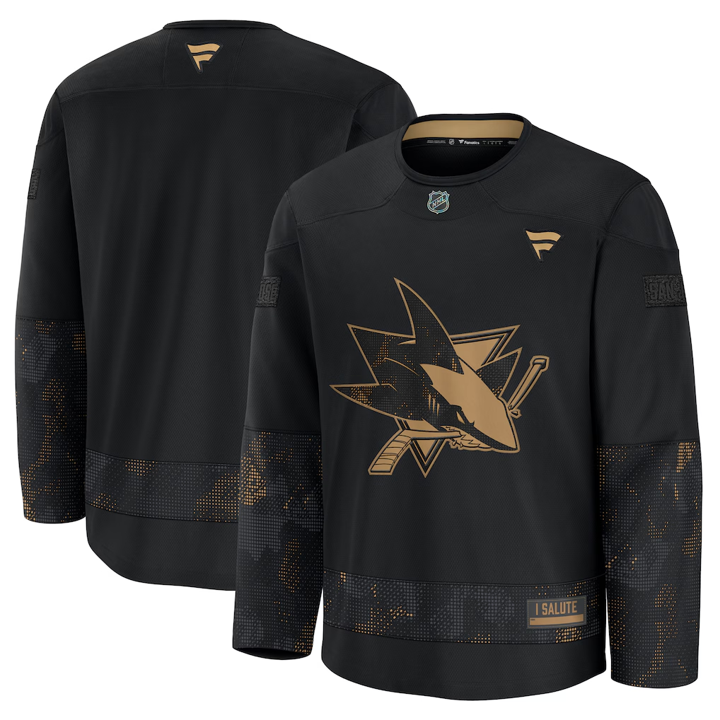 Men's San Jose Sharks Black 2024 Military Appreciation Practice Blank Jersey