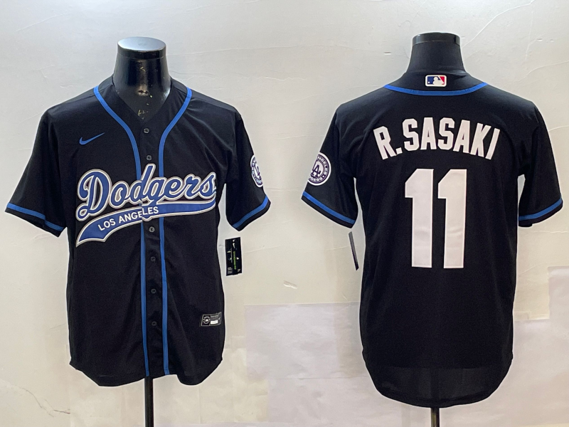 Men's Los Angeles Dodgers Roki Sasaki #11 Black Team Player Jersey