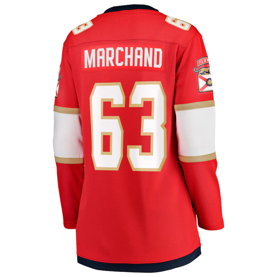 Women's Florida Panthers Brad Marchand Fanatics Red 2025 Stanley Cup Final Home Breakaway Player Jersey