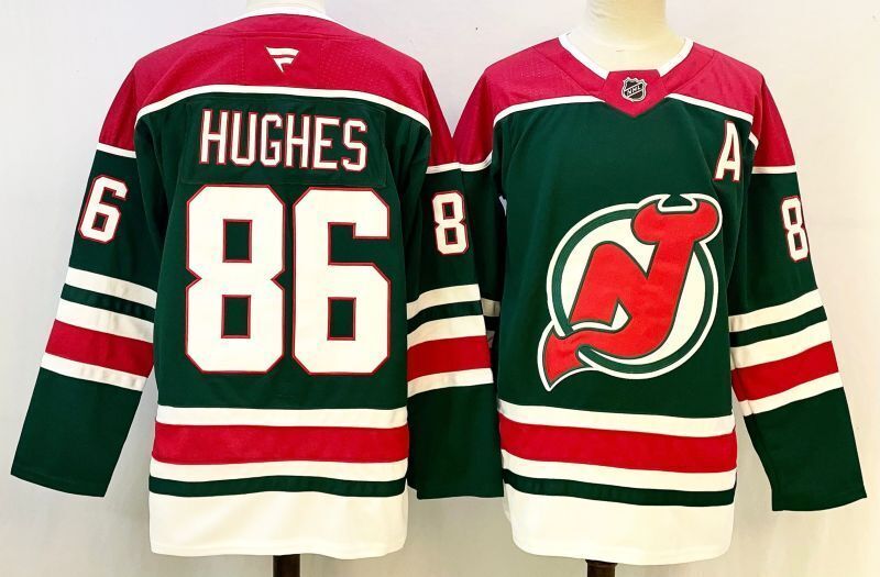 Men's New Jersey Devils Jack Hughes #86 Green Player Jersey