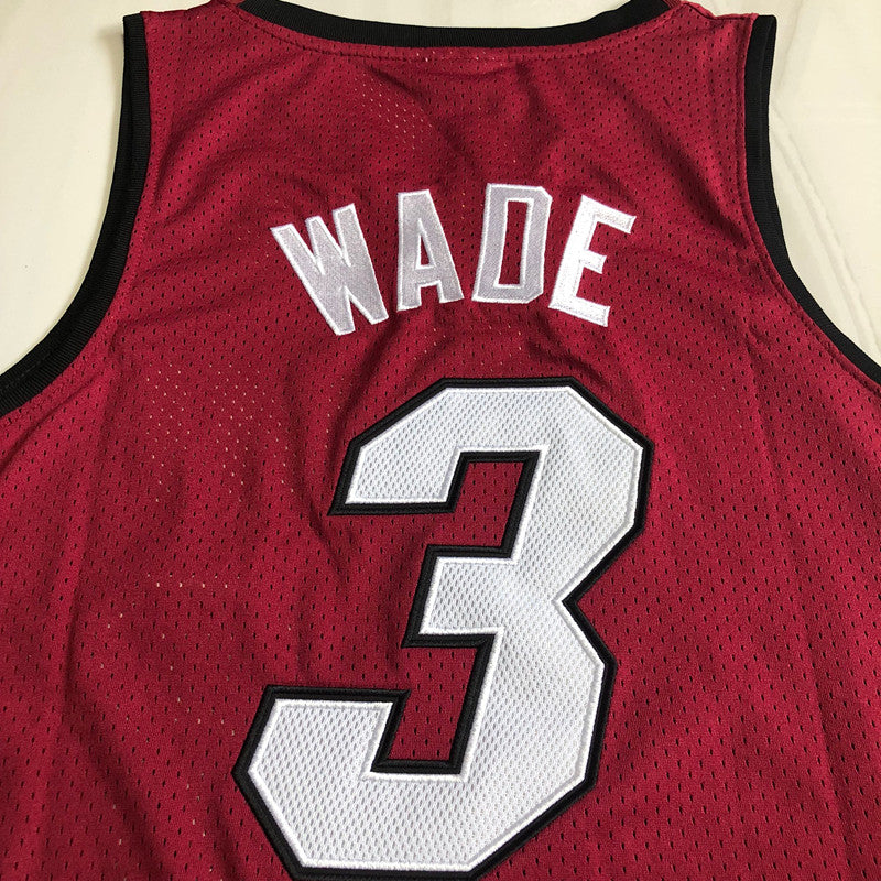 Dwayne Wade Miami Heat Red #3 Embroidered Jersey