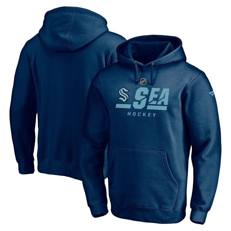Men's Branded Navy Seattle Kraken Pro Secondary Logo Pullover Hoodie