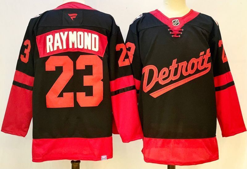 Men's Detroit Red Wings Lucas Raymond #23 Black Player Jersey