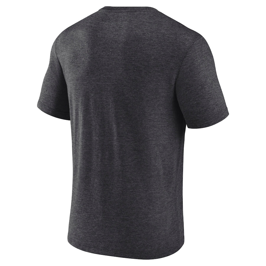 Men's Edmonton Oilers Fanatics Heather Charcoal 2025 Stanley Cup Playoffs Crossbar Tri-Blend T-Shirt