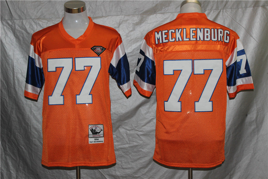 Denver Broncos Orange Vintage #77 MECKLENBURG Jersey