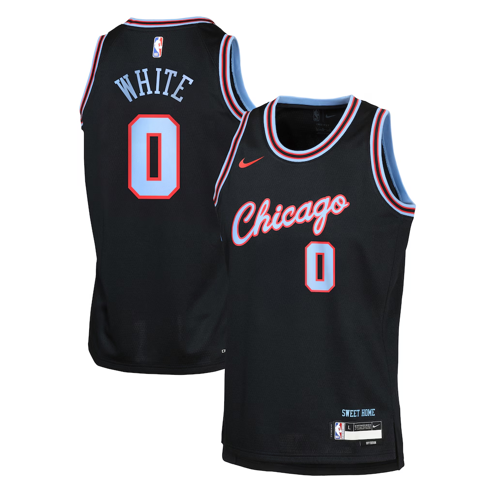 Youth Chicago Bulls Coby White Nike Black 2025/26 City Edition Swingman Jersey