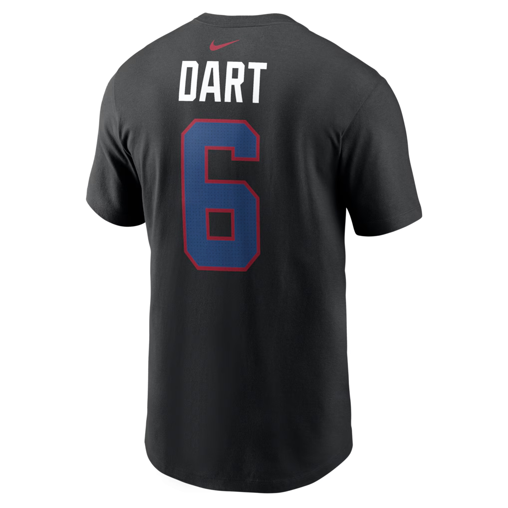 Men's New York Giants Jaxson Dart Nike Black Name & Number T-Shirt