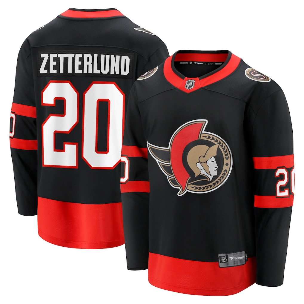 Men's Ottawa Senators Fabian Zetterlund #20 Black Home Breakaway Jersey