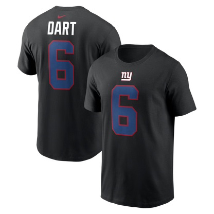 Men's New York Giants Jaxson Dart Nike Black Name & Number T-Shirt