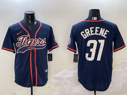 Men's Detroit Tigers Riley Greene #31 Navy Player Jersey