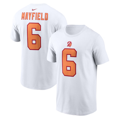Men's '76 Tampa Bay Buccaneers Baker Mayfield Nike White 50th Season Name & Number T-Shirt
