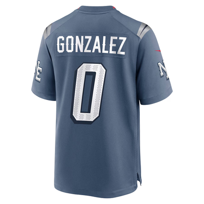 Men's New England Patriots Christian Gonzalez Nike Storm Blue 2025 Rivalries Collection Game Jersey