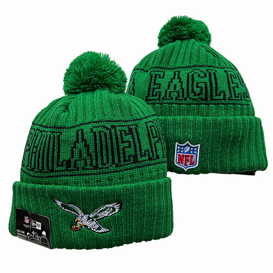 Philadelphia Eagles Pom Knit Hat-Kelly Green