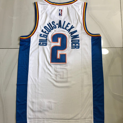 Shai Gilgeous-Alexander Oklahoma City Thunder White Embroidered  Jersey
