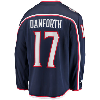 Justin Danforth Columbus Blue Jackets   Home Breakaway  Jersey - Navy