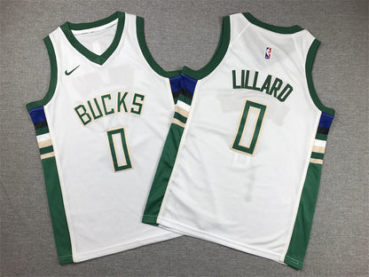 Youth Damian Lillard Milwaukee Bucks #0 City Edition Embroidered Jersey