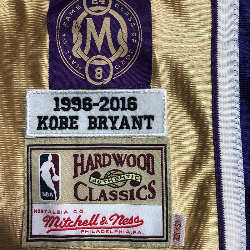 Kobe Bryant 1996-2016 Hall of Fame Gold Fully Embroidered 24# Jersey
