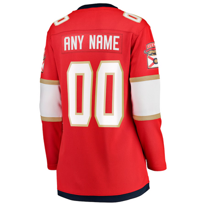 Women's Florida Panthers Fanatics Red 2025 Stanley Cup Final Home Breakaway Custom Jersey