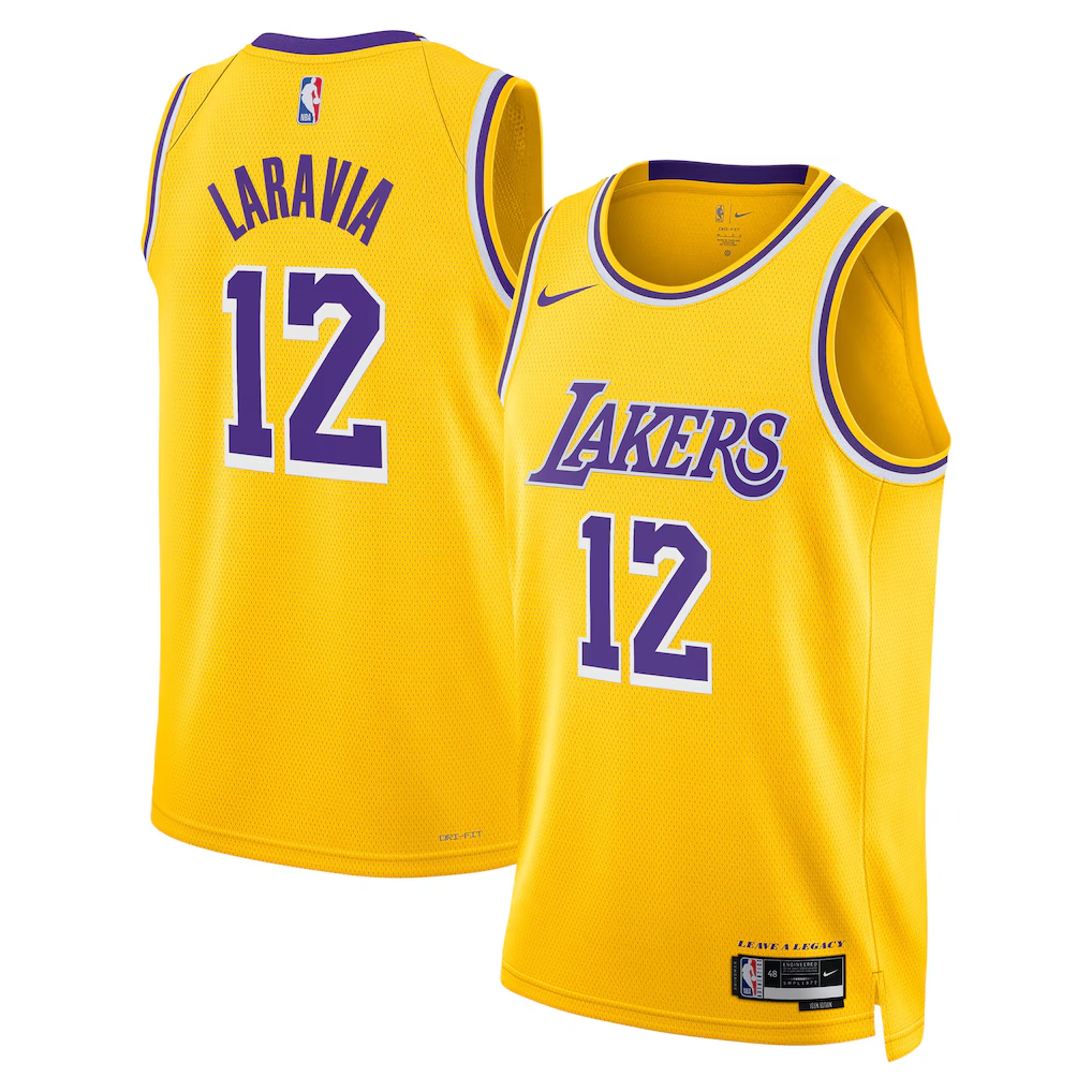Los Angeles Lakers Nike Icon Edition Swingman Jersey - Gold - Jake LaRavia