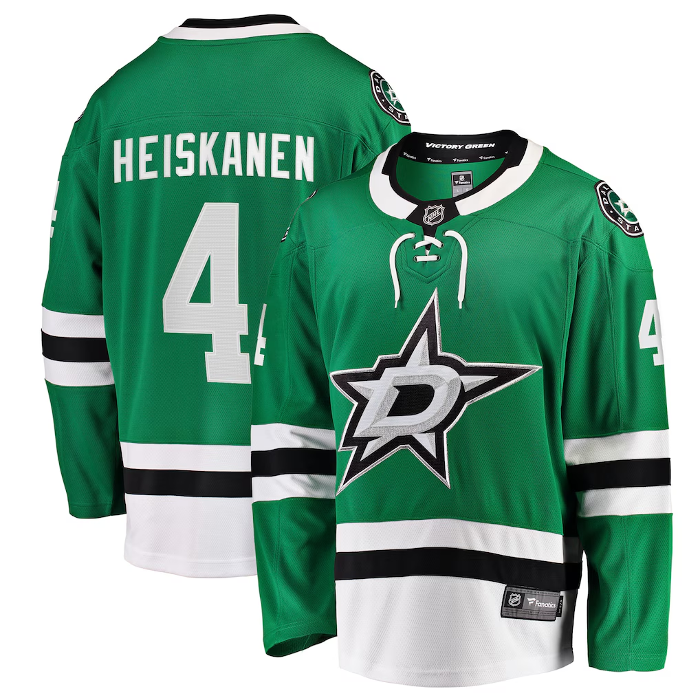 Men's Dallas Stars Miro Heiskanen #4  Kelly Green Team Color Breakaway Player Jersey