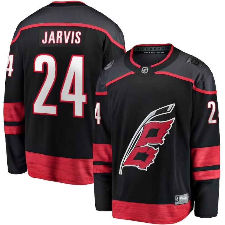 Carolina Hurricanes Seth Jarvis #24 Black Jersey