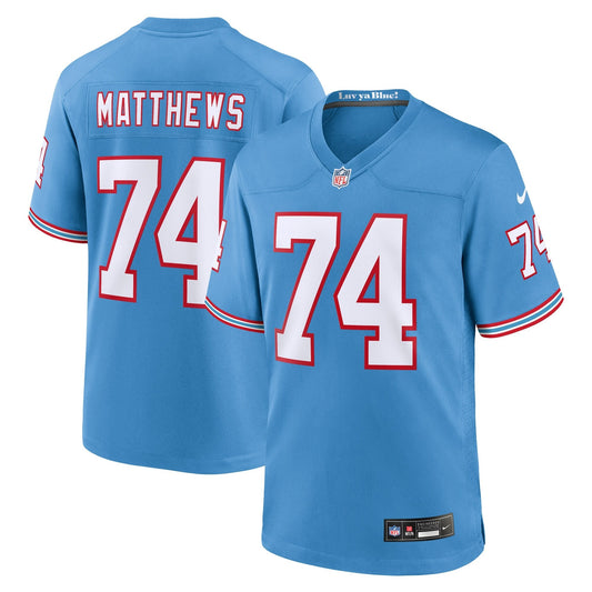 Bruce Matthews Tennessee Titans Nike Oilers Throwback Retired   Game Jersey - Light Blue