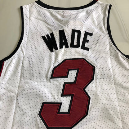 Miami Heat 3# Wade White Embroidered  Jersey