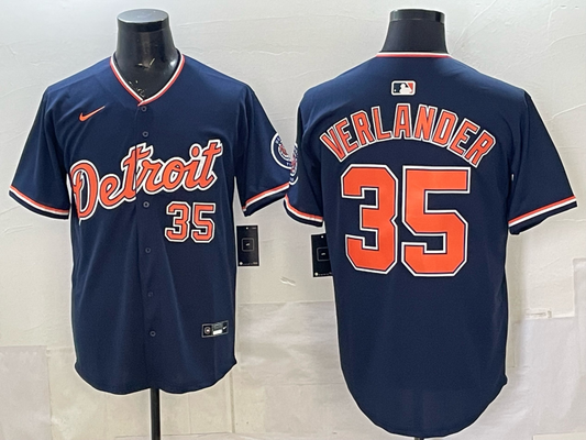 Men's Detroit Tigers Justin Verlander #35 Navy Alternate Stadium Jersey