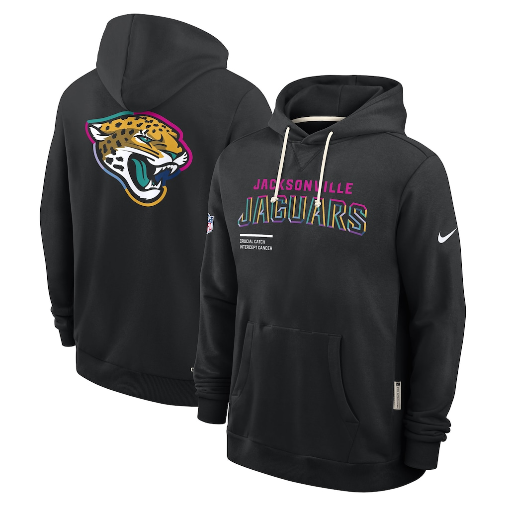 Men's Jacksonville Jaguars Nike Black 2025 NFL Crucial Catch Sideline Standard Issue Dri-FIT Hoodie