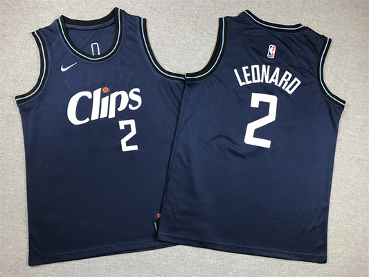 Youth Kawhi Leonard Los Angeles Clippers #2 City Edition Embroidered  Jersey