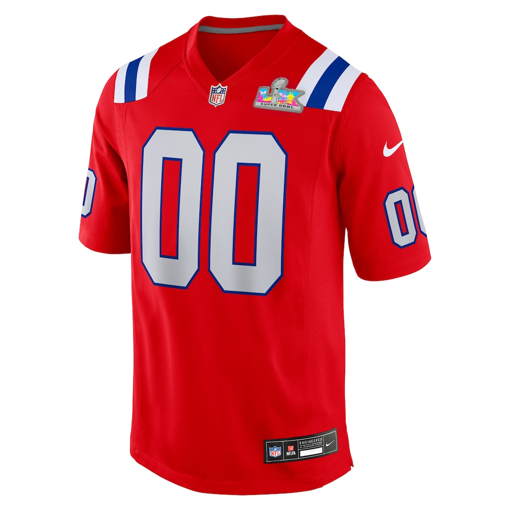Men's New England Patriots Nike Red Super Bowl LX Patch Custom Game Jersey