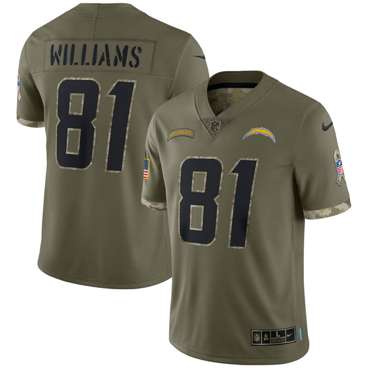 Mike Williams Los Angeles Chargers Nike Salute To Service Limited Jersey - Olive