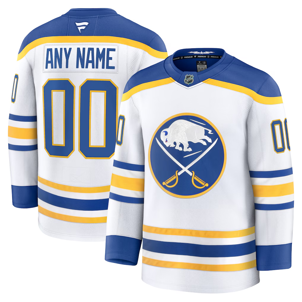 Men's Buffalo Sabres  White Away Premium Custom Jersey
