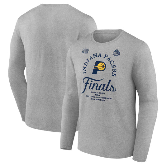 Men's Indiana Pacers Fanatics Heather Gray 2025 Eastern Conference Champions Locker Room Long Sleeve T-Shirt